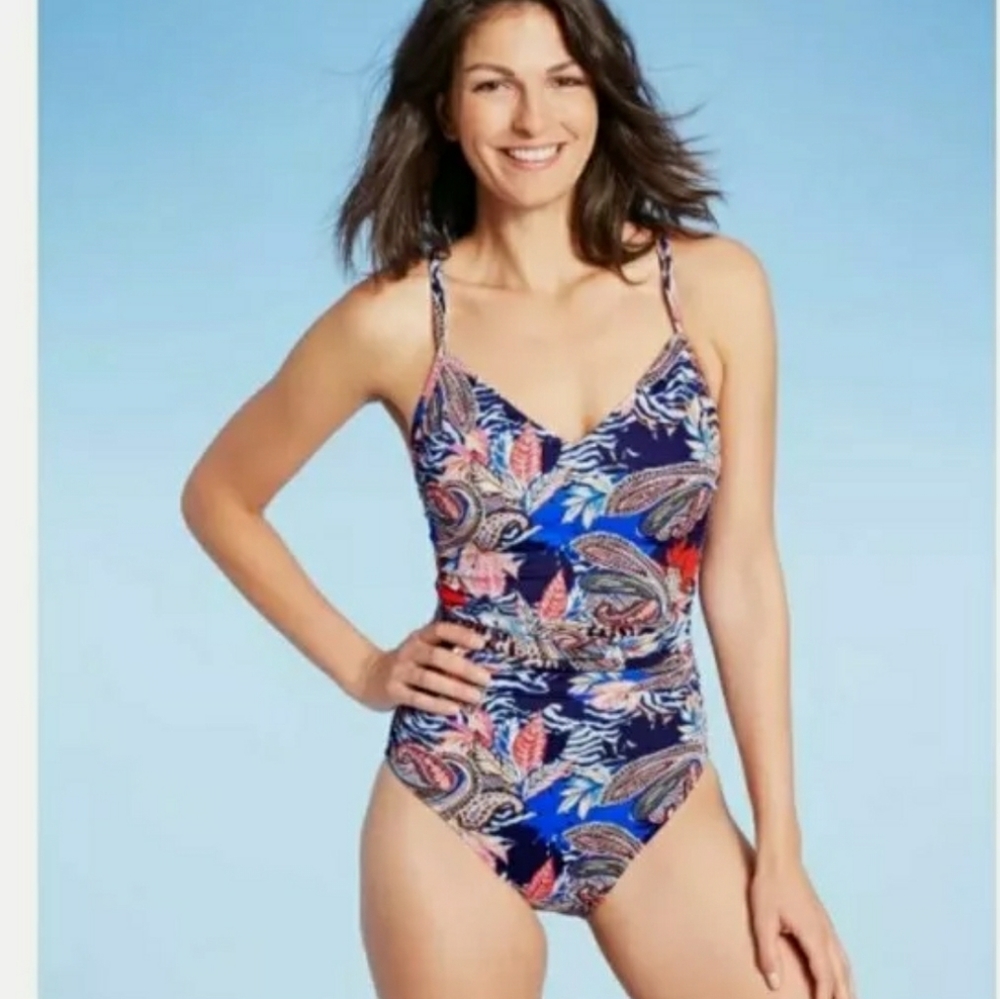 Women's Ring Back One Piece Swimsuit - Aqua Green